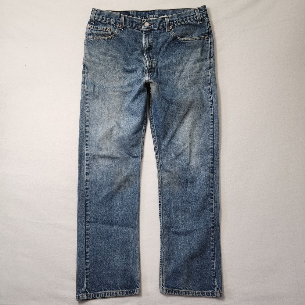 Vintage Levis 505 Jeans Mens 38x32 Blue Fade Straight Workwear Denim
